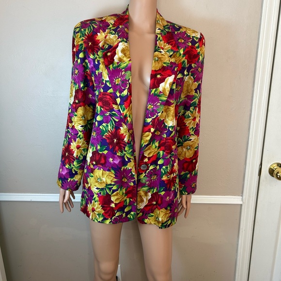 Talbots Floral Silk Blazer - Picture 3 of 7